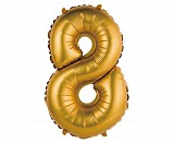 Number Gold Matt Gold 8 mini foil balloon 35 cm