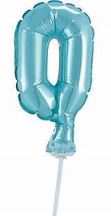 Number Light Blue Blue number 0 foil balloon for cake 13 cm