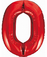 Number Red Red Number 0 Foil Balloon 85 cm