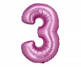 Number Satin Pink Pink Number 3 Foil Balloon 76 cm