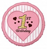 First Birthday Pink foil balloon 36 cm