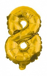 Number Gold, Golden mini number 8 foil balloon 33 cm
