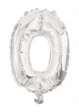 Number Mini 0 Silver Number Foil Balloon 33 cm