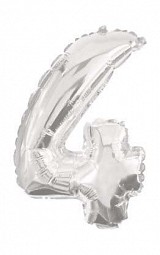Number Giant Number 4 Silver Foil Balloon 85 cm