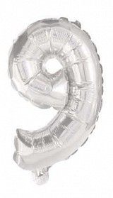 Number Giant Number 9 Silver Foil Balloon 85 cm