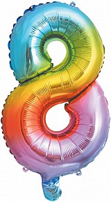 Number Multicolour Metallic mini number 8 foil balloon 35 cm