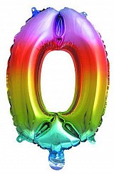 Number Multicolour Metallic Mini Number 0 Foil Balloon 33 cm