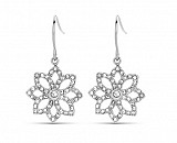 Victoria Silver Color White Stone Flower Earrings