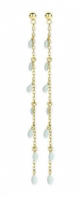 Victoria Gold Color Blue Beaded Earrings