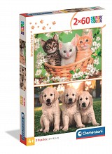 Animals Brothers in Fur 2x60 piece puzzle Clementoni  CMC24820