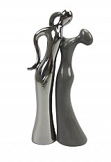 Κεραμικό Ζευγάρι διακοσμητικό χορευτές ασημί 14.5X6.5X30.5εκ.