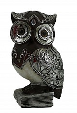 Διακοσμητική Κουκουβάγια Polyresin Ασημί  8x7x13εκ