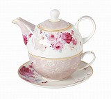 Σετ Φλιτζάνι Τσαγιού Με Τσαγιέρα Και Πιατάκι Πορσελάνης 3τεμ. Floral Paris Roses Μ26150-6 LM