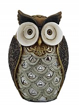 Διακοσμητική Κουκουβάγια Polyresin Χρυσή/Καφέ 10x8.5x14εκ