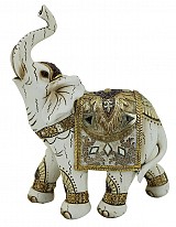 Διακοσμητικό Ελεφαντάκι Πολυεστερικό Εκρού/Χρυσό 17x7x21.5εκ.