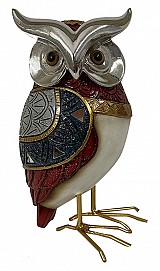 Διακοσμητική Κουκουβάγια Polyresin Εκρου/Χρυσή/Μπλε/Κόκκινη 8.5x8x15.5εκ