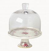Τουρτιέρα Με Γυάλινο Καπάκι Και Πόδι Floral Paris Roses Μ28100-1