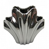 Βάζο πλακέ κεραμικό διακοσμητικό ασημί