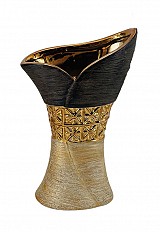 Βάζο Κεραμικό Καφέ/Χρυσό 16,5x9x27εκ