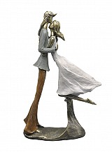 Διακοσμητική Πολυεστερική Φιγούρα Ζευγάρι Σε Χρυσό/Eκρού/Ασημί 20x9x32εκ