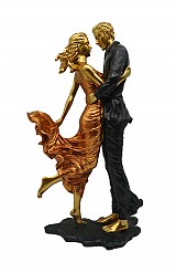 Διακοσμητική Πολυεστερική Φιγούρα Ζευγάρι Σε Χρυσό/Μαύρο/Πορτοκαλί 18x10.5x35εκ