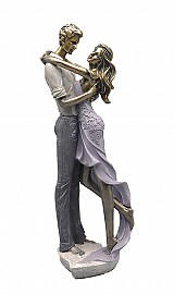 Διακοσμητική Πολυεστερική Φιγούρα Ζευγάρι Σε Χρυσό/Εκρού/Γκρι10x9x33εκ