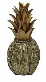 Διακοσμητικός Ανανάς Polyresin Light Green- Χρυσός 10x10x21εκ