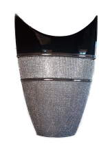 Βάζο Κεραμικό  Με Διακοσμητικά Στρας Ασημί/Μαύρο H6938L-BF17C