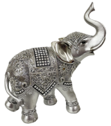 Διακοσμητικός Ελέφαντας Πολυεστερικός Σε Ασημί Χρώμα 20x9x23.5cm