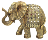 Διακοσμητικός Ελέφαντας Πολυεστερικός Σε Χρυσό Αντικέ Χρώμα  20.5x7x15cm