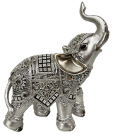 Διακοσμητικός Ελέφαντας Πολυεστερικός Σε Ασημί Χρώμα 12.5x5.5x15.5cm