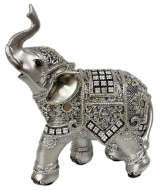 Διακοσμητικός ελέφαντας πολυεστερικός σε ασημί χρώμα 11x5x13.5cm