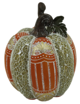 Διακοσμητική Πολυεστερική Κολοκύθα Πράσινη - Χρυσή - Πορτοκαλί 16x16x21cm