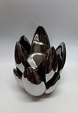 Κεραμικό Διακοσμητικό Ασημί Νούφαρο  16.5x16.5x24cm