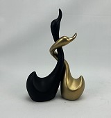 Κύκνος κεραμικό διακοσμητικό σετ 2 τεμαχίων σε Χρυσό/Μαύρο Ματ  17x9x25cm