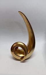 Κεραμικό διακοσμητικό βάζο φλόγα στριφτή σε χρυσό ματ  30.48cm