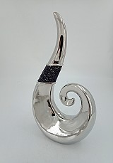 Διακοσμητική Κεραμική Ασημί Φλόγα Με Μαύρα  Στρας 24x11x40.5cm