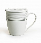 Κούπα Πορσελάνης New Bone 360ml Με Καπάκι Σχέδιο Ασημί Κύκλοι