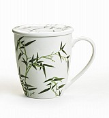 Κούπα Πορσελάνης New Bone 360ml Με Καπάκι Σχέδιο Ροζ Λουλούδια