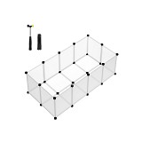 SONGMICS Pet Playpen with Floor, Small Animal Enclosure, DIY Plastic Cage, Indoor Run for Hamsters, Rabbits, Hedgehogs, Guinea Pigs, White LPC001W01