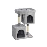 Feandrea Cat Tree, 74 cm Cat Tower, M, Cat Condo for Medium Cats up to 5 kg, Large Cat Perch, 2 Cat Caves, Scratching Post, Light Grey PCT612W01