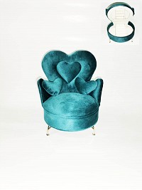 Μπιζουτιέρα Πολυθρόνα Με εσωτερικό καθρέφτη Βελουτέ Πετρόλ 18χ13χ16cm c.j. Maripel 97838