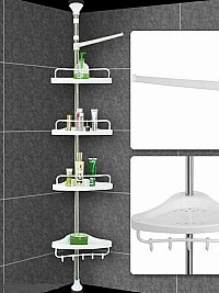 SQ-1908 Γωνιακή Επιτοίχια Ραφιέρα Μπάνιου Πλαστική με 4 Ράφια 33x24x240cm