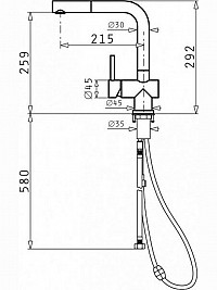 Pyramis Capriccio Premium Μπαταρία Κουζίνας Πάγκου με Ντουζ Inox Μαύρη