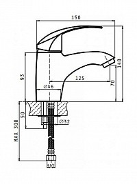 Pyramis Sistina Αναμεικτική Μπαταρία Νιπτήρα Ασημί
