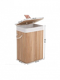 Songmics Καλάθι Απλύτων Bamboo Πτυσσόμενο με Καπάκι 40x30x60cm Καφέ LCB10Y