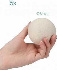 Navaris Wool Dryer Balls - Υποαλλεργικές Επαναχρησιμοποιήσιμες Μάλλινες Μπάλες Στεγνωτηρίου με Βαμβακερή Θήκη Μεταφοράς - 6 Τεμ