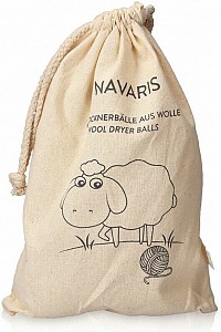 Navaris Wool Dryer Balls - Υποαλλεργικές Επαναχρησιμοποιήσιμες Μάλλινες Μπάλες Στεγνωτηρίου με Βαμβακερή Θήκη Μεταφοράς - 6 Τεμ