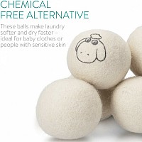 Navaris Wool Dryer Balls - Υποαλλεργικές Επαναχρησιμοποιήσιμες Μάλλινες Μπάλες Στεγνωτηρίου με Βαμβακερή Θήκη Μεταφοράς - 6 Τεμ
