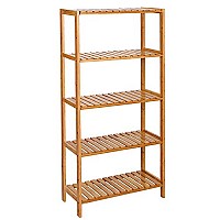 Songmics Επιτοίχια Ραφιέρα Μπάνιου Bamboo με 4 Ράφια 60x26x130cm